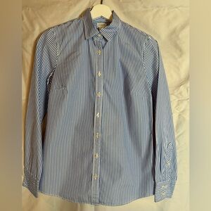 J.Crew Perfect Shirt Women’s Blue White Striped Button Down, size XS